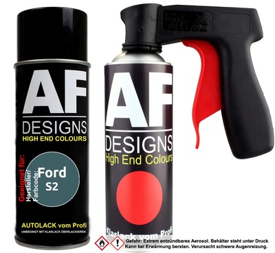 Spraydosen Griff Set für Ford S2 Neptune Green Metallic Basislack Klarlack Handg