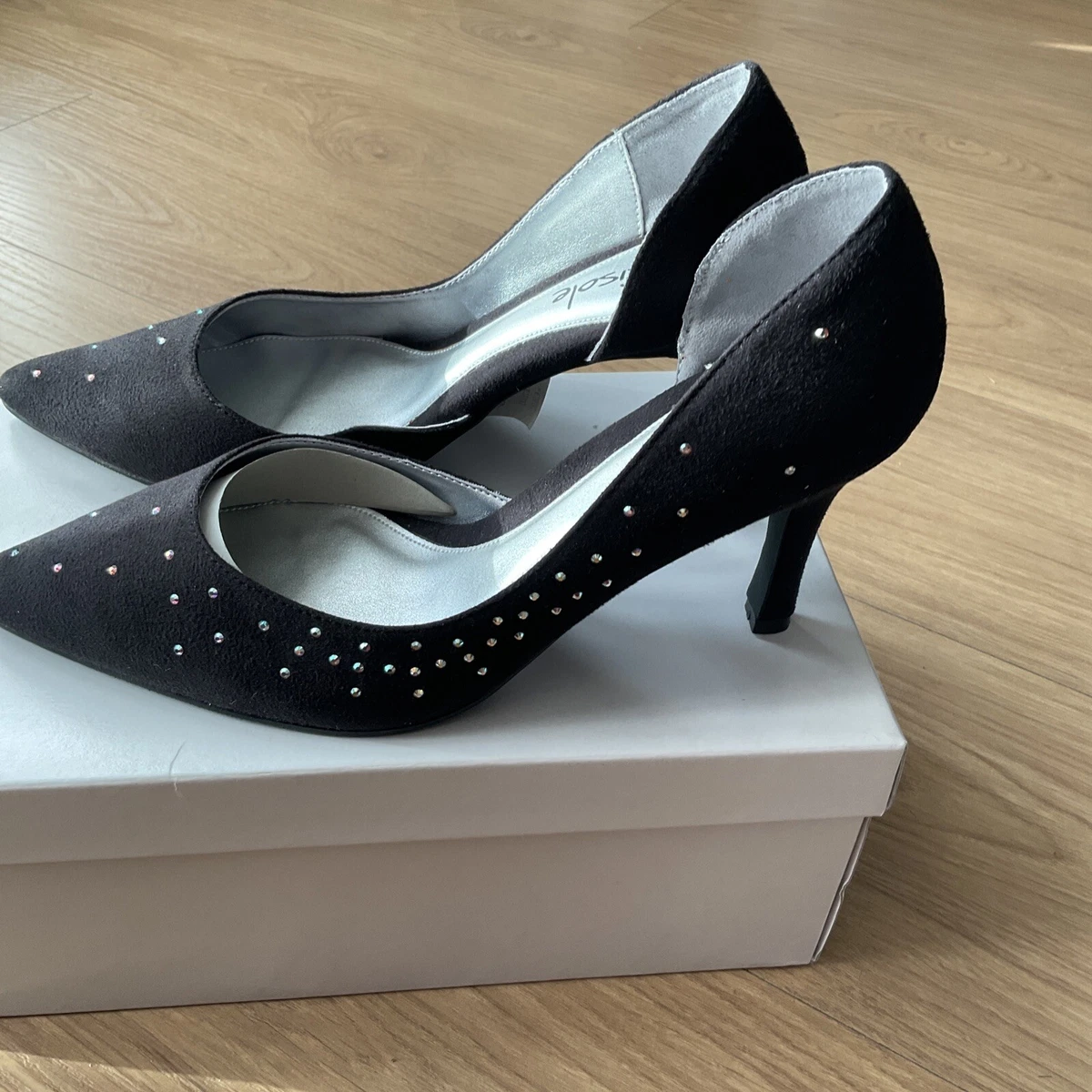 Ladies Size 6 Evans ODE Flexi Sole Black Diamant Dress court