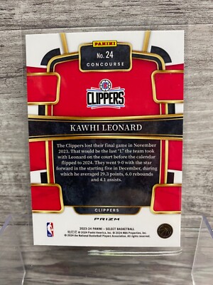2023-24 Panini Select Kawhi Leonard #24 Red Cracked Ice Clippers