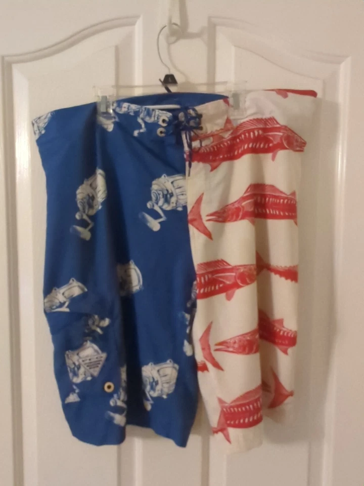 Pantalones cortos de natación Columbia PFG para hombre 2 pares 38 con 11 L rojo/blanco/azul, negro pesca Foto 3 de 4