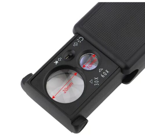 30X 60X LED Lighted Pocket Magnifier – Slide-Out Handheld Loupe for Reading - Picture 7 of 7