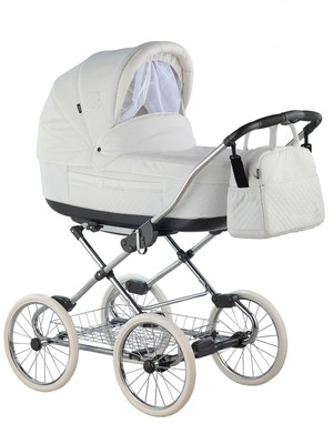 white leather stroller