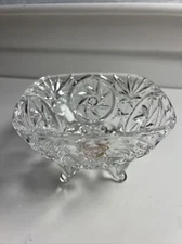 Footed Handcut 24% Lead Crystal Candy Dish Vintage 5/5” Made In Germany