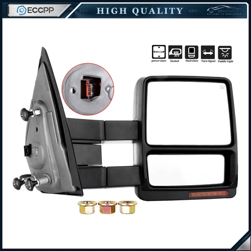 Passenger Side Tow Mirror For 07-14 F150 Power Heated Turn Signal Puddle Light