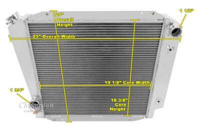 Atom Champion 2 Row Radiator for 1966 - 1977 Ford Bronco Ford V8 Conversion