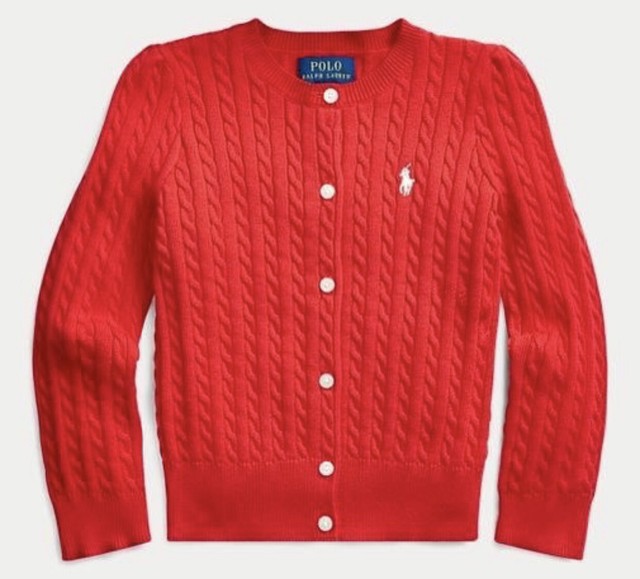 Mini-Cable Cotton Cardigan Ralph Lauren Girl Red 6X | eBay
