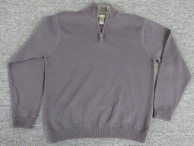 Eddie Bauer Sweater Mens Large Gray 1/4 Zip Pullover Long Sleeve Casual 