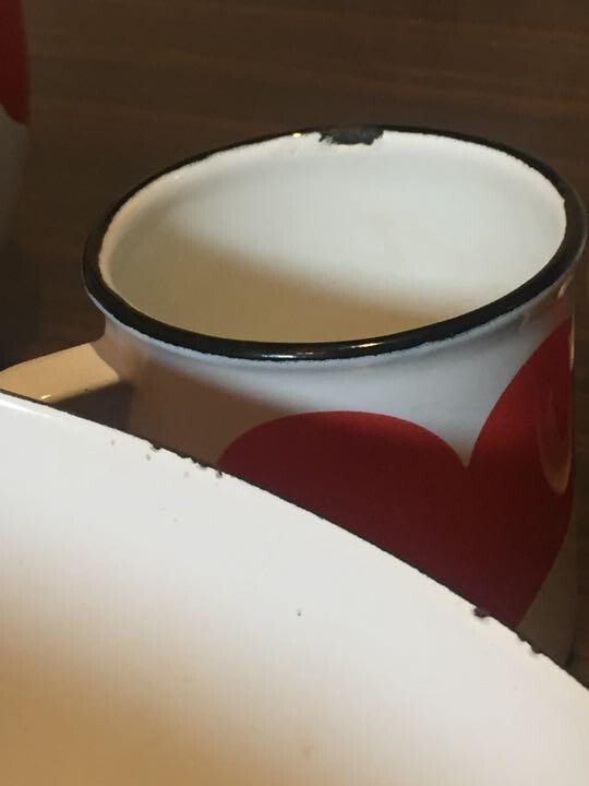 FINEL 60s Vintage Arabia Kaj Franck Heart Enamel Set Bowl Pitcher