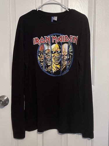 2016 Iron Maiden Long Sleeve Shirt Heavy Metal Band Shirt Black Men's L Large