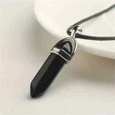 Beautiful Black Obsidian Pendant & 17" Necklace. FREE SHIPPING IN THE USA!