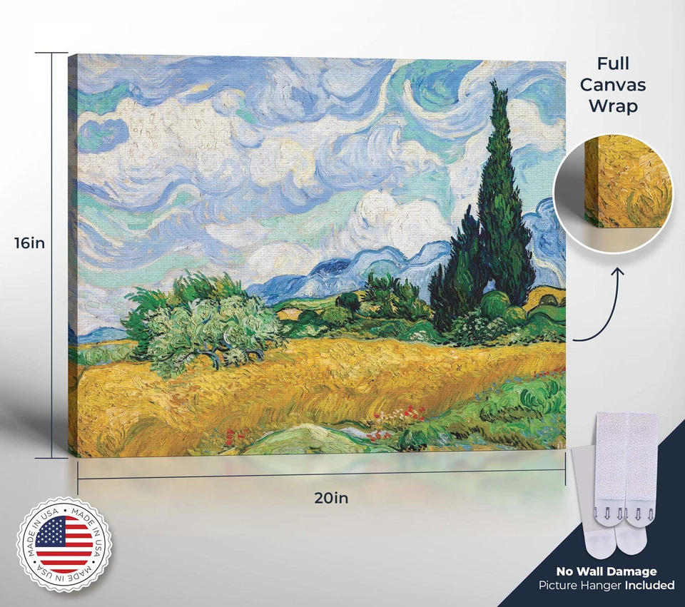 Wheat Field with Cypress by Van Gogh, Van Gogh Cypresses, Painting Wall Art - Image 3 of 4