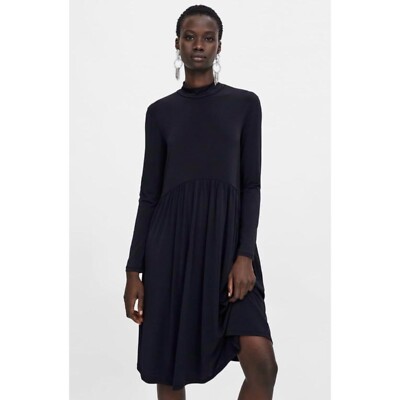 zara black layered dress Zara poplin black tiered