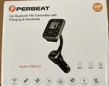PERBEAT Car Bluetooth FM transmitter with Charging (White & God)