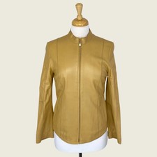 Christ German Leather Jacket 34 Tan Beige Full Zip High Neck Werner Christ