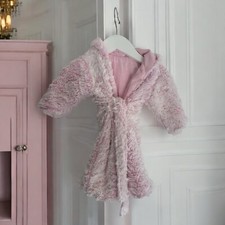 Laura Ashley Infant Girls Pink Hooded Soft Robe Size 0-9 Months Baby Bath Robe