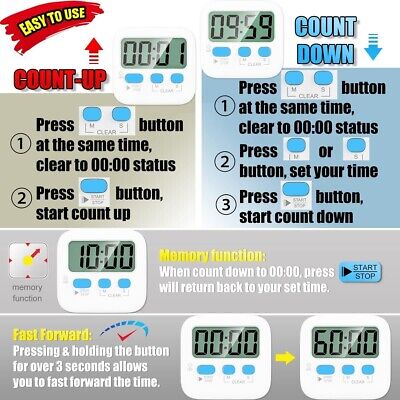 Antonki Timer, Kitchen Timer, Timer for Kids, 2 Pack Digital Timer for  Cooking, Egg Timer, Cute Magnetic Desk Timers for Classroom, Teacher