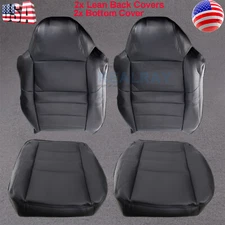 For F250 F350 F450 F550 Driver & Passenger Bottom Top Leather Seat Cover Black