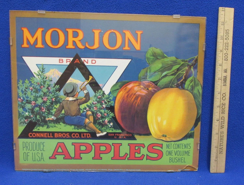 Reproduction Fruit Crate Labels Orchard Pears Morjon Apples Plastic Frames Clear - Image 2 of 4