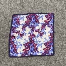 Eton Pocket Square Mens One Size Blue 100 Silk Floral Double Sided Italy