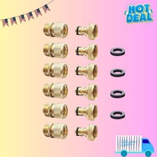 6-Pack Quick Connect Garden Hose Fittings - 3/4" Solid Brass Water Connectors