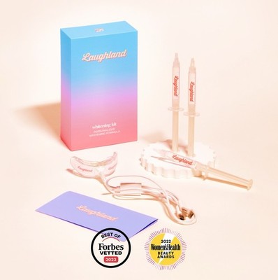 Laughland At-Home Teeth Whitening KIT USB UV lighted tray 3 gel tubes + Refill