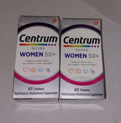Centrum Silver Women's Multivitamin for Women 50+, 65 CT Ea, Exp 05/26 2 Pack