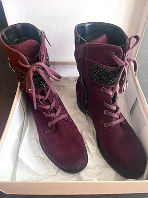 THOM by Thomas Rath Damen Stiefeletten Wildleder Bordeaux EU39 Strassdetails