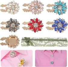 6Pcs Detachable Shirt Button Covers,  Rhinestone Crystal Fancy Buttons for Women