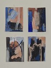 Original Abstract Acrylic Painting Set of 4 Blue Beige Black White on Paper — photo 1
