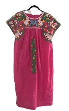 130 Nuevo Con Etiquetas Vestido Frances Valentine Rosa Bordado Oaxaca Caftán M $298