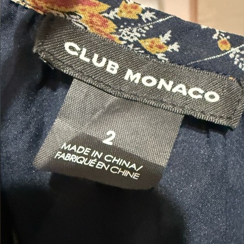 Club Monaco Tansa Kleid in tiefem Saphirblau Blumenmuster Metallic Gr. 2 - Bild 5 von 16