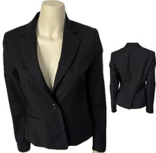 MNG Mango Blazer Women US Size 6 Black 1 Button Vented College Career Office