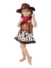 LXKIKMM Kids Cowgirl Costume Outfit Western Themed Cosplay Denim Skirt And Vest