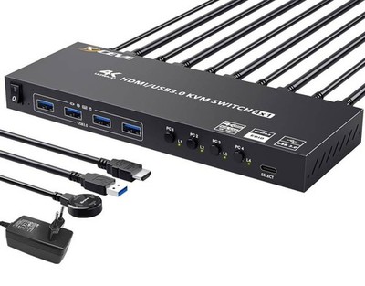 KCEVE 4K @60Hz HDMI USB3.0 KVM Switch Switcher 4x1 Model KC-KVM401A BRAND NEW!!!