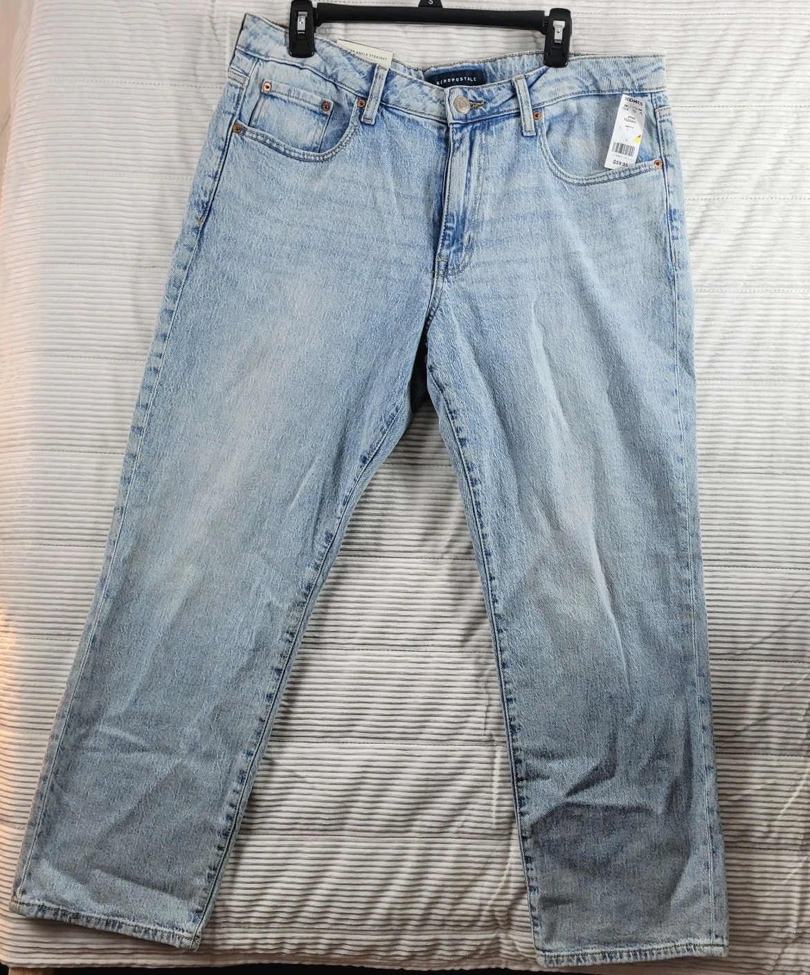 Aeropostale Mid Rise Ankle Straight Jeans Size 16R Light Wash NWT Stretch Women