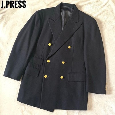 J Press Tailored Double-Breasted Blazer Jacket Navy Gold Button