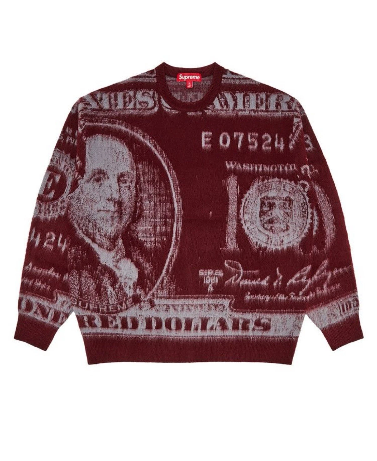 Pull Supreme Money en bordeaux taille M