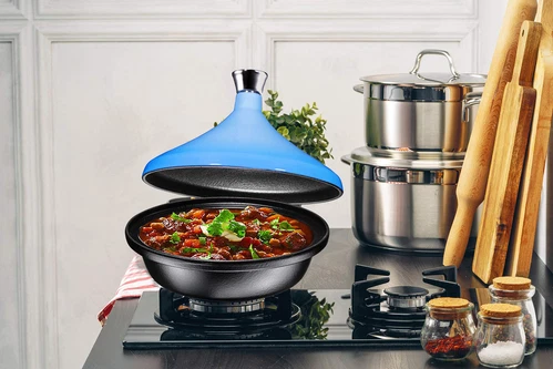 Tagin Cruset Tangine todo revestido para plato Tajine todo revestido olla de 4 cuartos de galón. S... - Imagen 4 de 7