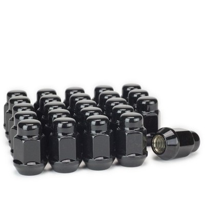 24 New Black Bulge Acorn Lug Nuts 12x1.25 Wheel Nut 3/4 Hex fits Nissan Infiniti