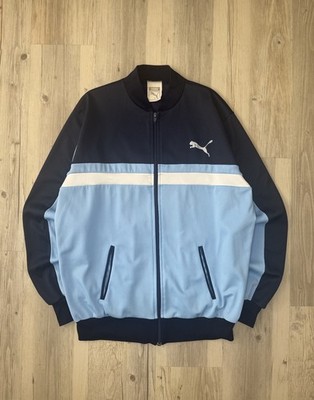 Vintage Puma Track Jacket Herren L Made in France 80s 90s Blau Top Zustand 