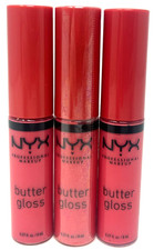  3 NYX Butter Gloss Lip Gloss Sealed 0.27 fl oz Each BLG36 - Sorbet