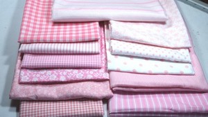 Vintage Cotton Calico Pink Floral Primitive Stripe Doll Quilt Craft Fabric Lot