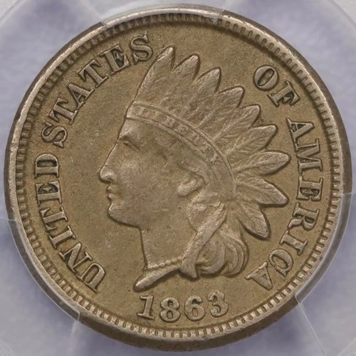 1863 1c Indian Head Cent - PCGS AU 50