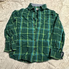 Cat Jack Green Plaid Long Sleeve Button Up Shirt Kids Size M 8 10