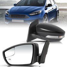 Left Mirror For 12-14 Focus Black Turn Signal Heated Power Adj Blind Spot 6Pin