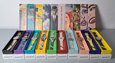 Swatch Art Journey 2023 - set - MoMA Magritte Gallerie Uffizi Louvre Basquiat