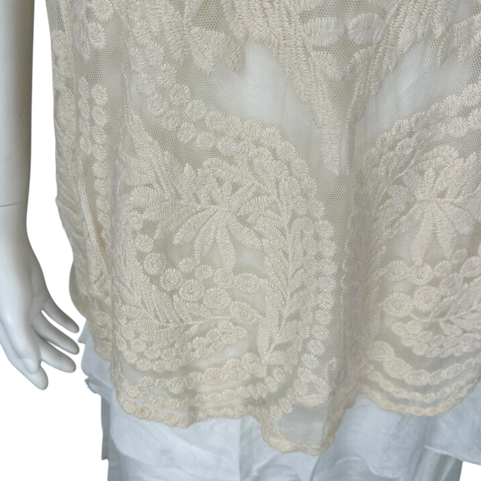 Bobbie Brooks Lace Camisole Top Womens Large Sheer Ivory Romantic Fairy Coquette - Image 3 of 4