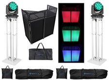 2 American DJ ADJ Focus Flex L19 RGBL LED DMX Moving Head Lights Facade Stands