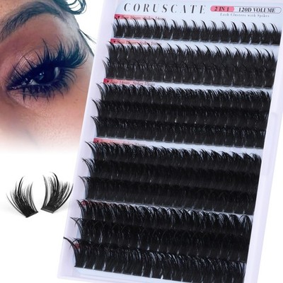 CORUSCATE Spiky Lash Clusters Wispy Cluster Eyelash Extensions Mink Black 