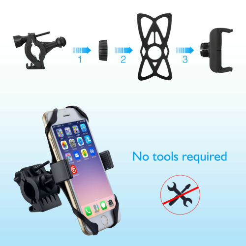 Support de montage en silicone pour téléphone portable GPS moto VTT vélo vélo 360 rotation - Photo 5 sur 9
